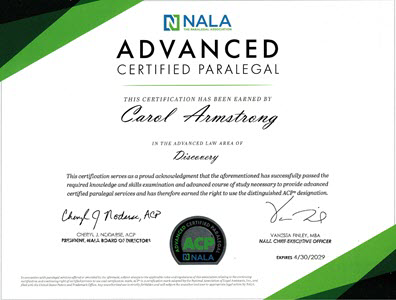 NALA Advanced Certified Paralegal Certification
